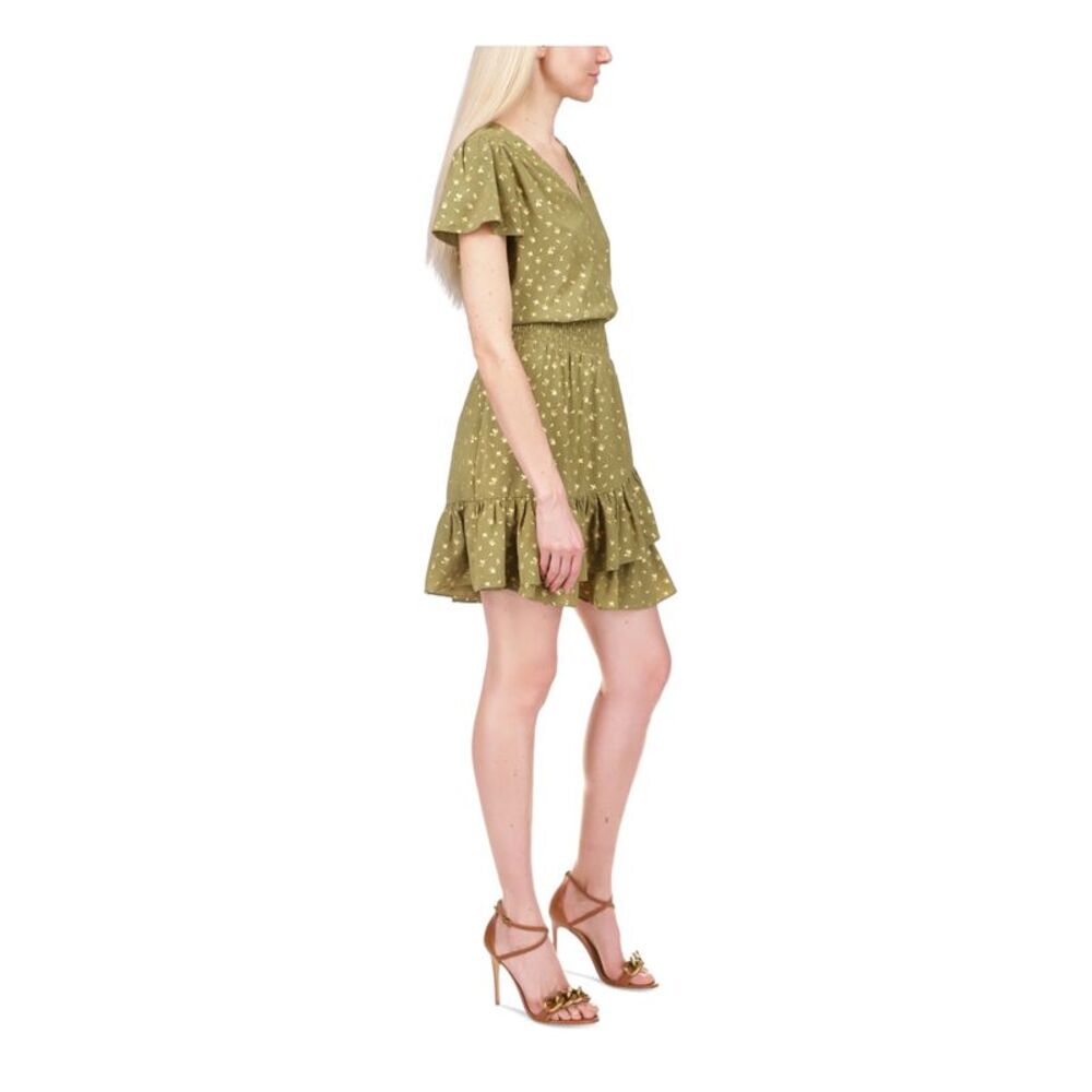 MICHAEL MICHAEL KORS Womens Green Short Sleeve Tulip Dress Petites P\XS - Picture 3 of 4